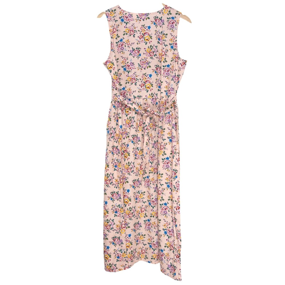 Vermont Country Store Pink Floral Cotton Button Front Midi Dress Pockets S - Picture 3 of 10